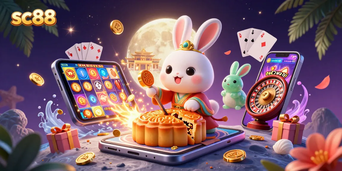 Experience the excitement of sc88, where the moon rabbit reveals poker chips in an engaging casino scene.