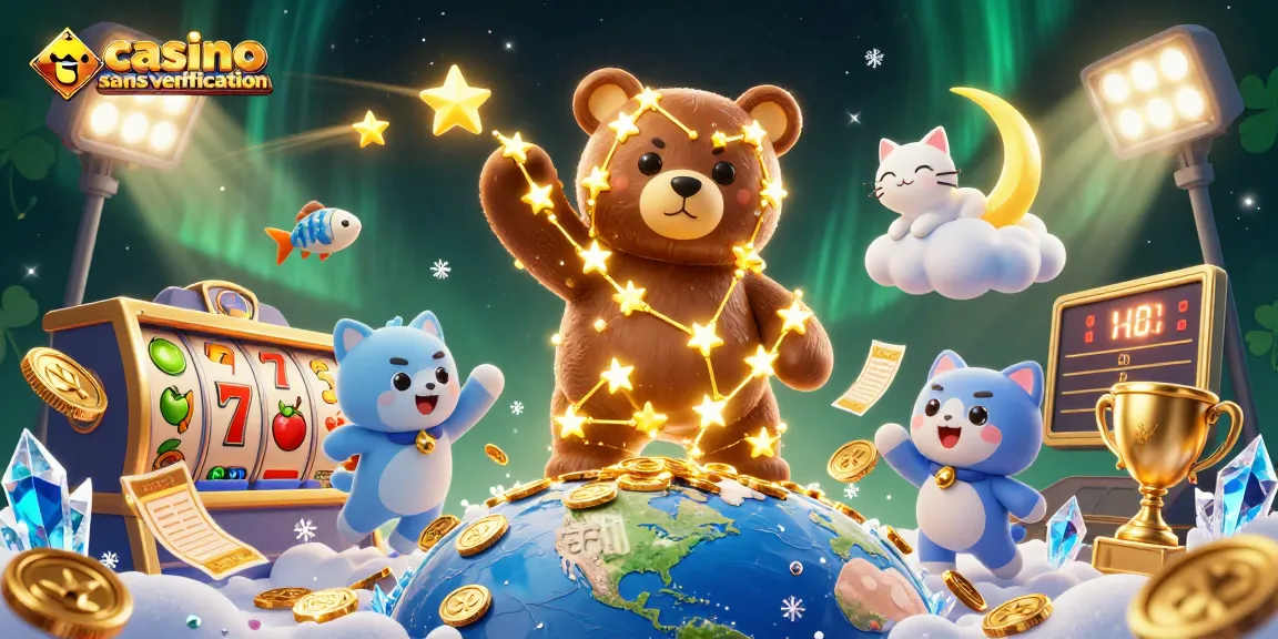 Plongez dans l'univers des jeux avec ce casino sans vérification, où les étoiles et les pièces scintillent.