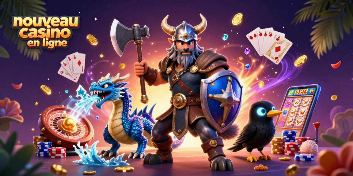 Jouez au nouveau casino en ligne et découvrez l'excitation des jeux avec un Viking, un dragon et un corbeau.